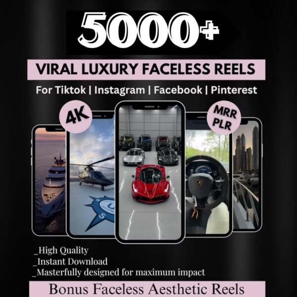 5000+ Viral Luxury Rich Lifestyle Videos Reels, Cars, Yacht, Plane, Millionaire, TikTok, Instagram, YouTube, Digital Marketing, MRR, PLR